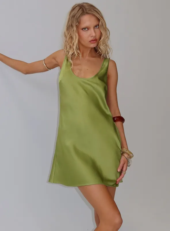 Kalyssia Tie Back Shift Mini Dress Green sold by Princess Polly