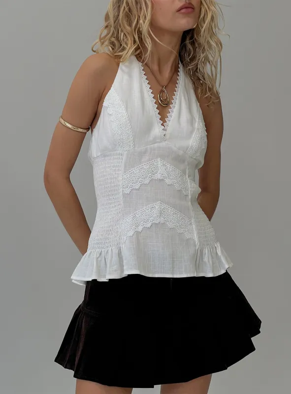 Follow Through Lace Trim Cami Top White sold by Princess Polly