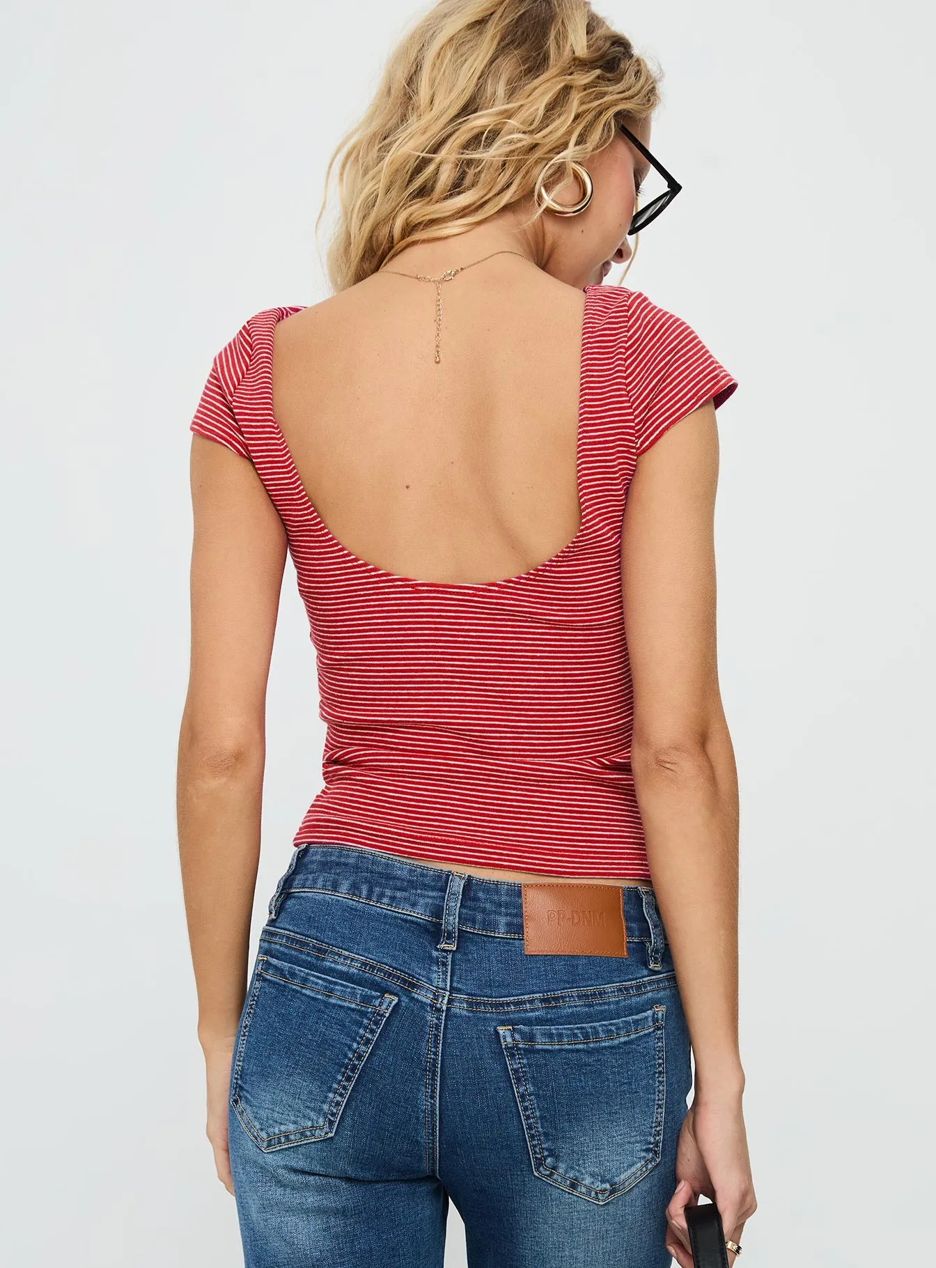 Nyren Low Back Boatneck Top Red Stripe sold by Princess Polly product image thumbnail 5