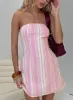 Faris Strapless Mini Dress Pink Stripe sold by Princess Polly