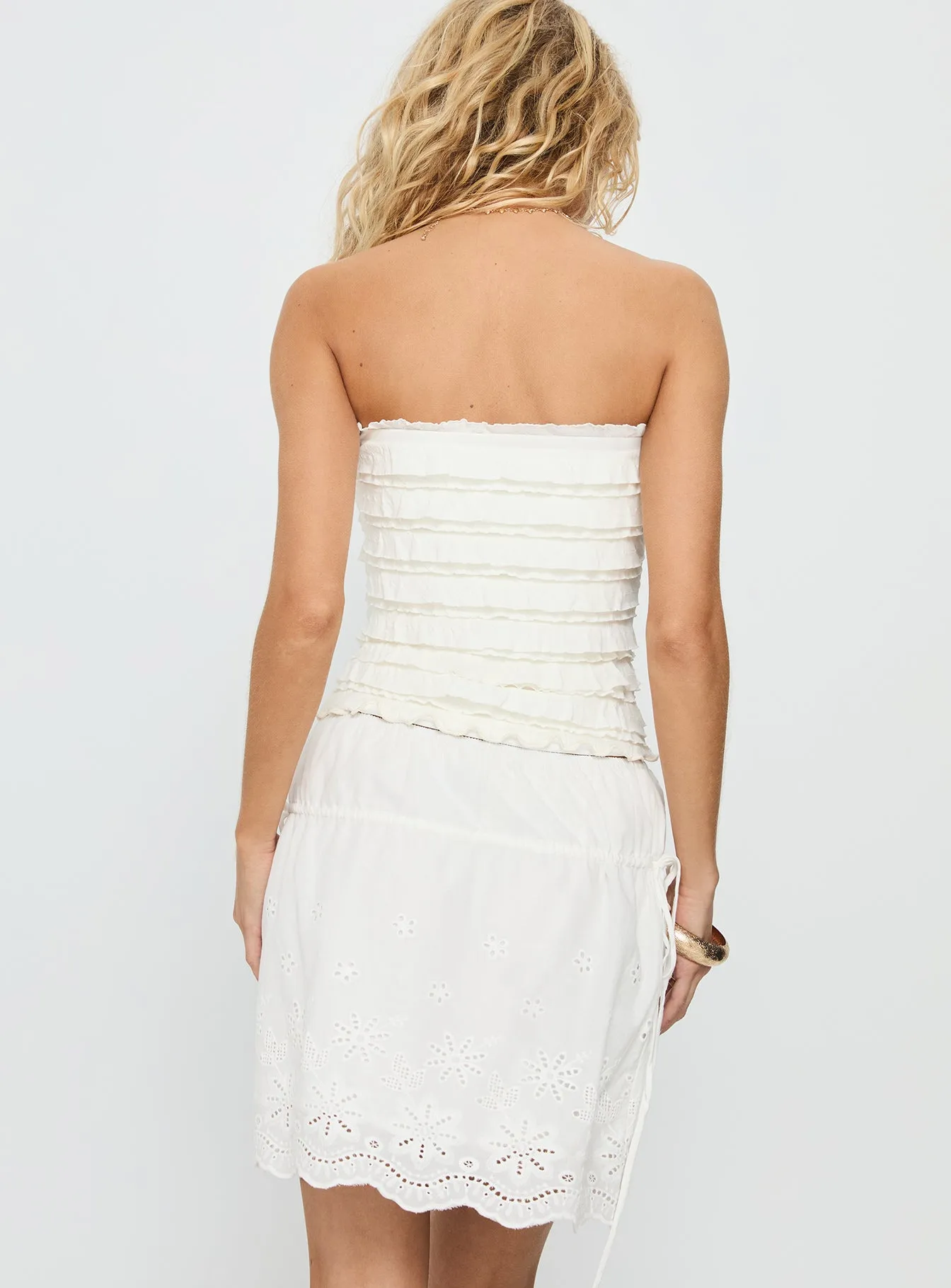 Rosamaria Broderie Tiered Mini Skirt White sold by Princess Polly product image thumbnail 5