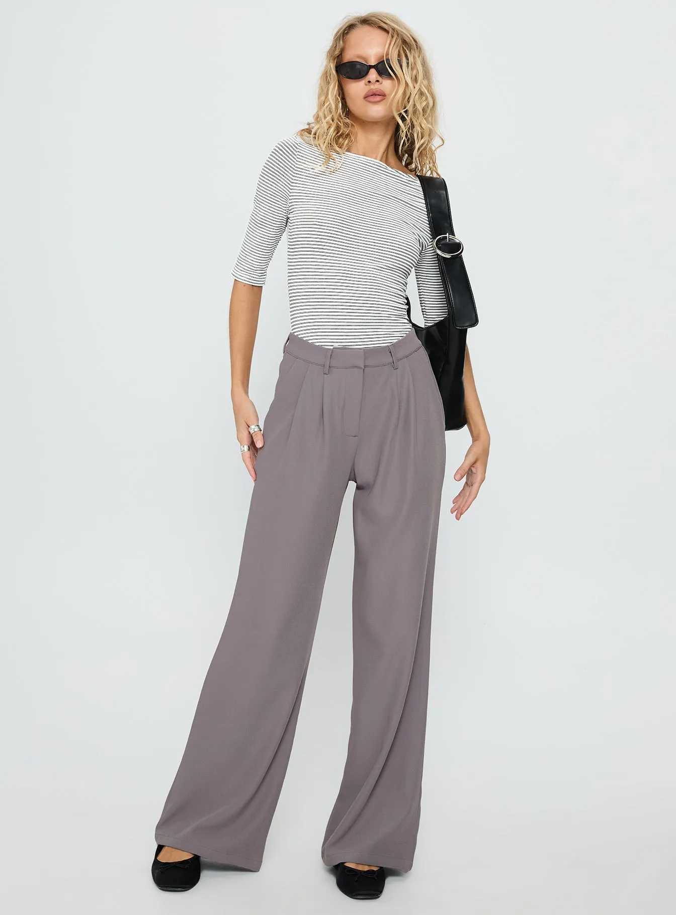 Here One Moment 3/4 Sleeve Bodysuit Black / White Stripe sold by Princess Polly product image thumbnail 3