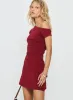 Prestige One Shoulder Mini Dress Burgundy sold by Princess Polly
