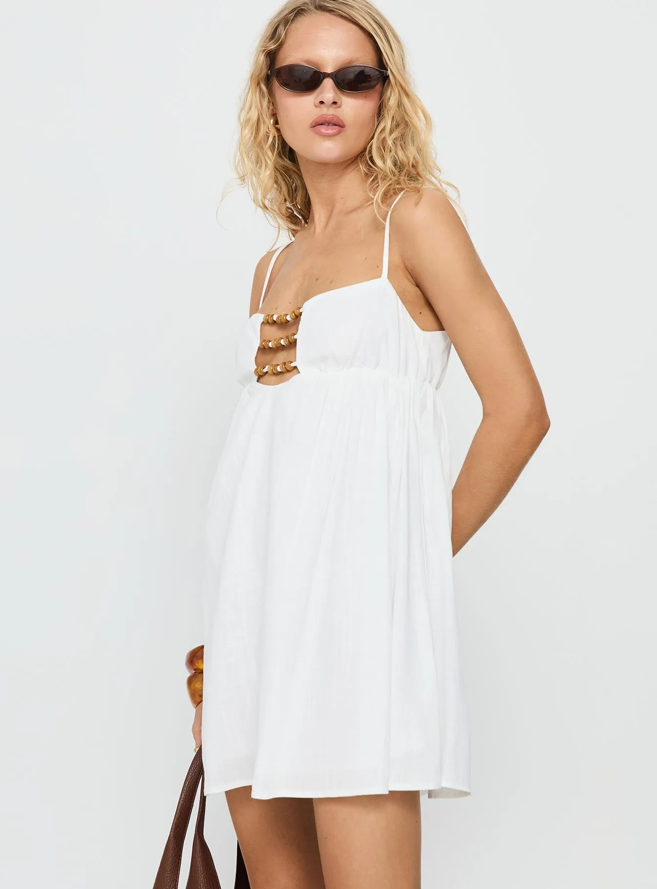 Beabado Beaded Mini Dress White sold by Princess Polly product image thumbnail 4