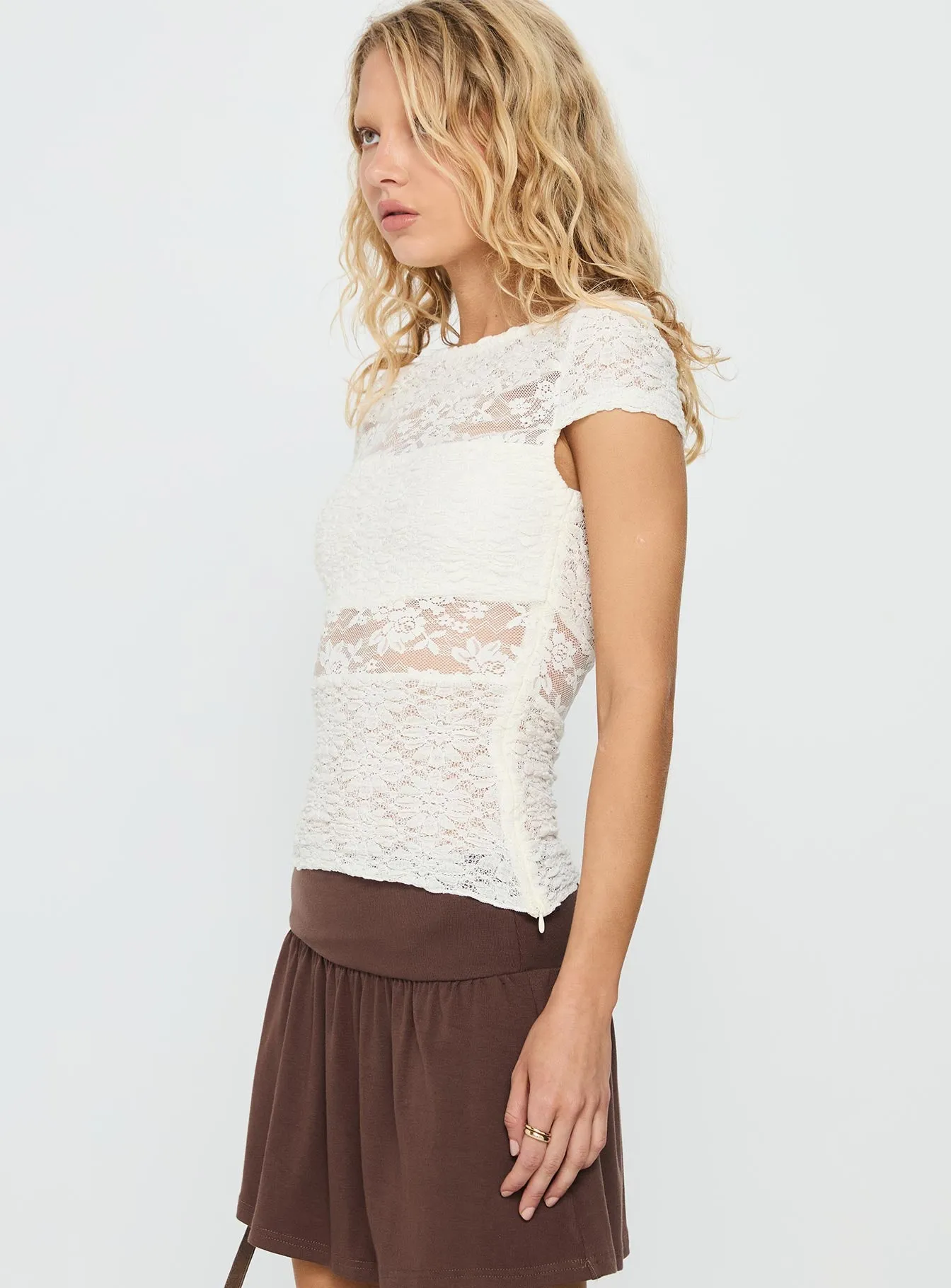 Coralee Lace Top White sold by Princess Polly product image thumbnail 4
