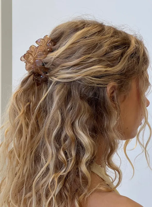 Radiant Beam Floral Hair Clip Brown sold by Princess Polly