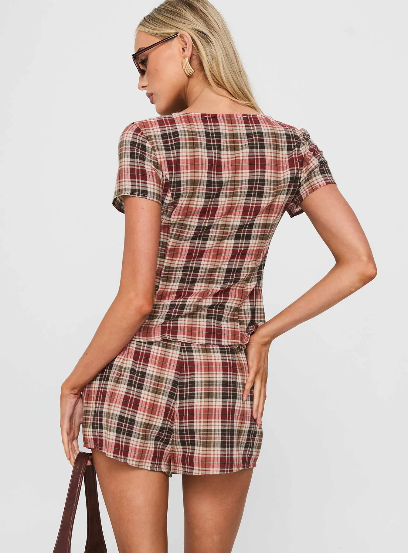Odera Short Red Check sold by Princess Polly product image thumbnail 5