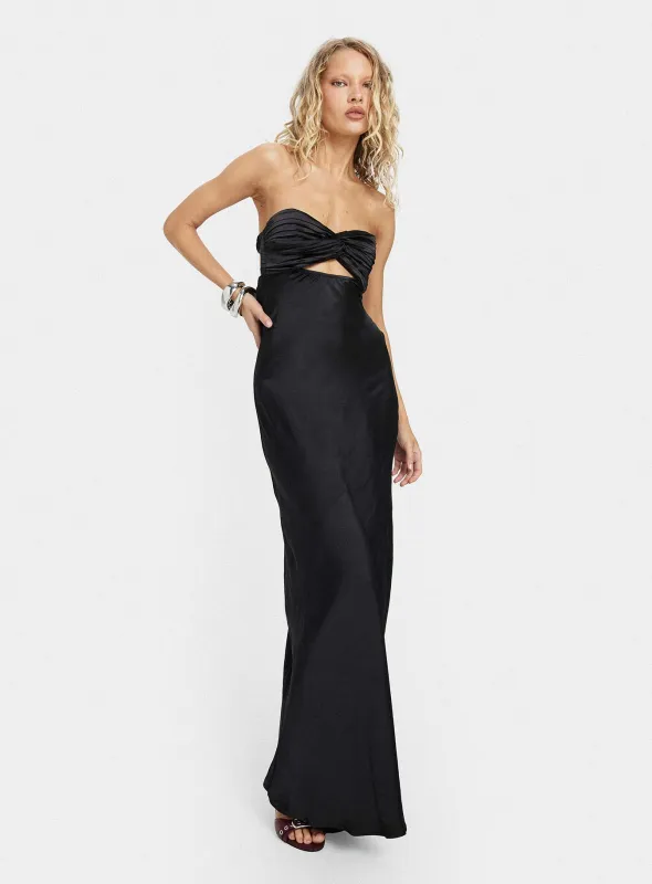 Faviola Strapless Maxi Dress Black sold by Princess Polly