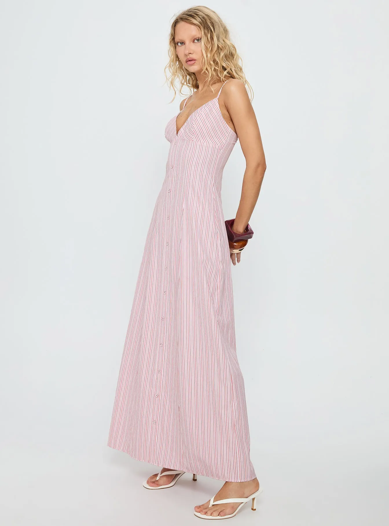 Samiyah Button Down Maxi Dress Red Stripe sold by Princess Polly product image thumbnail 3