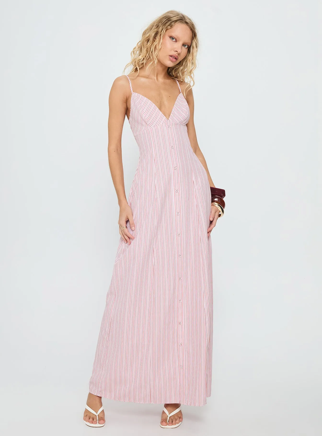 Samiyah Button Down Maxi Dress Red Stripe sold by Princess Polly product image thumbnail 2