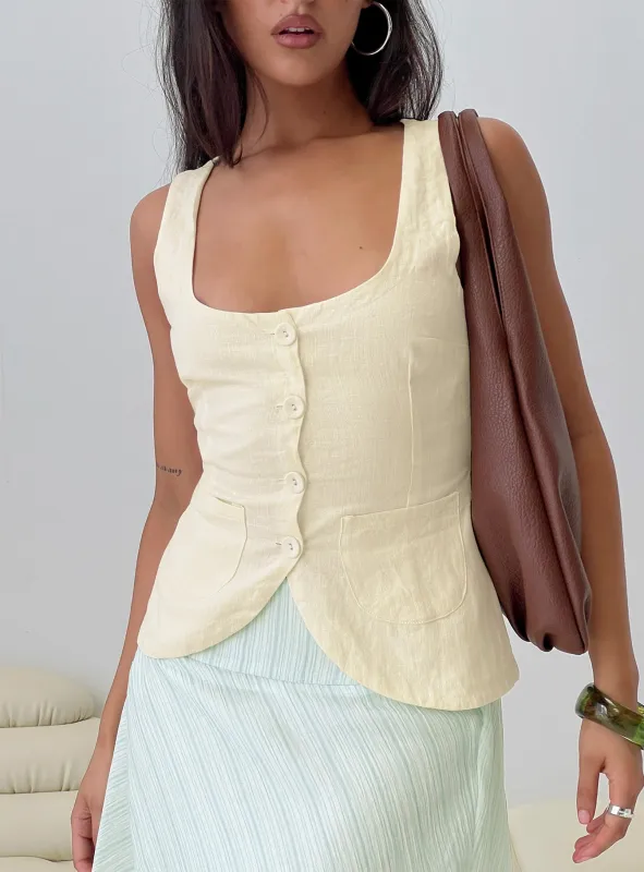 Spirito Vest Top Butter sold by Princess Polly