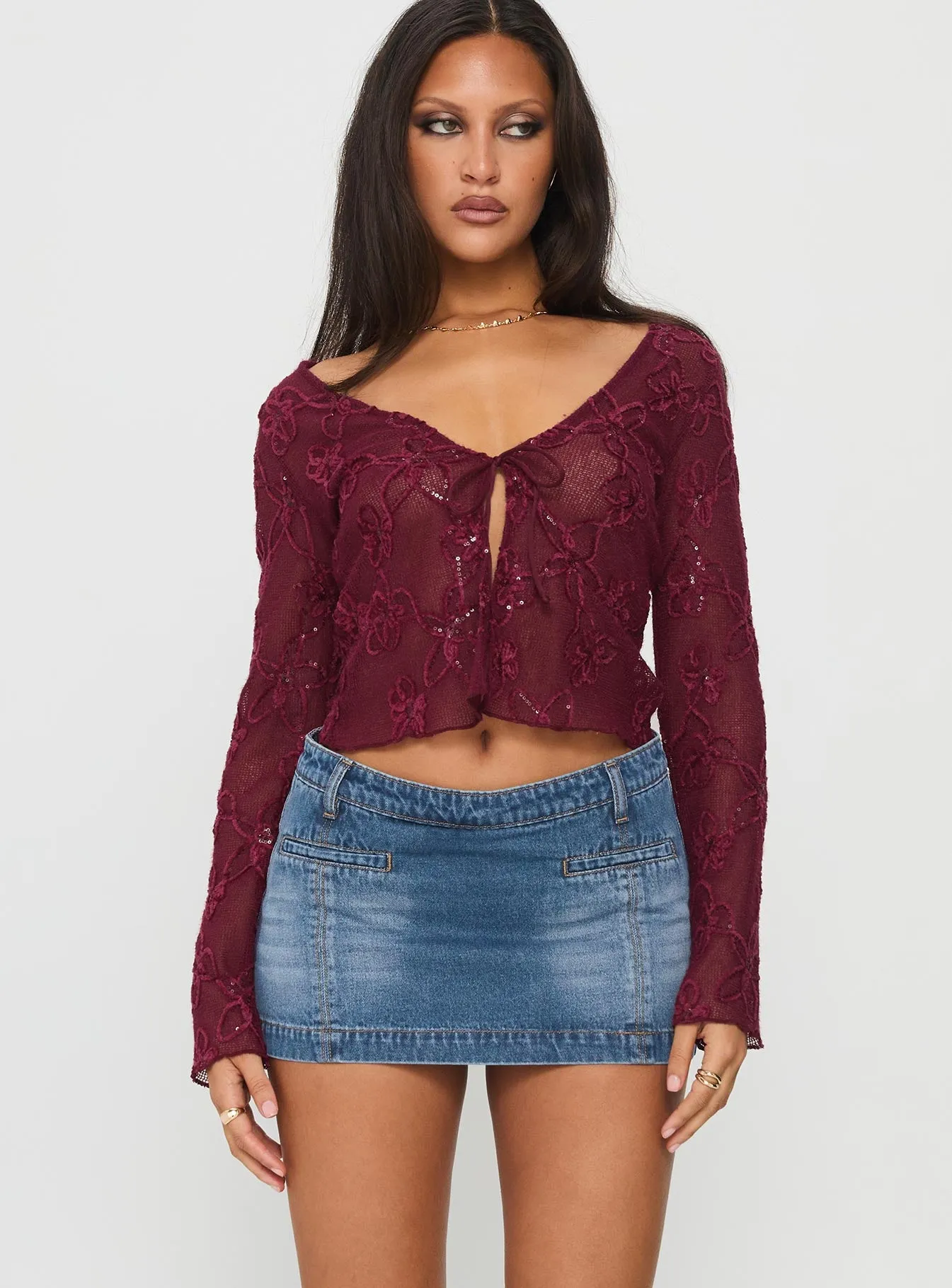 Darbi Denim Mini Skort Mid Blue sold by Princess Polly product image thumbnail 2