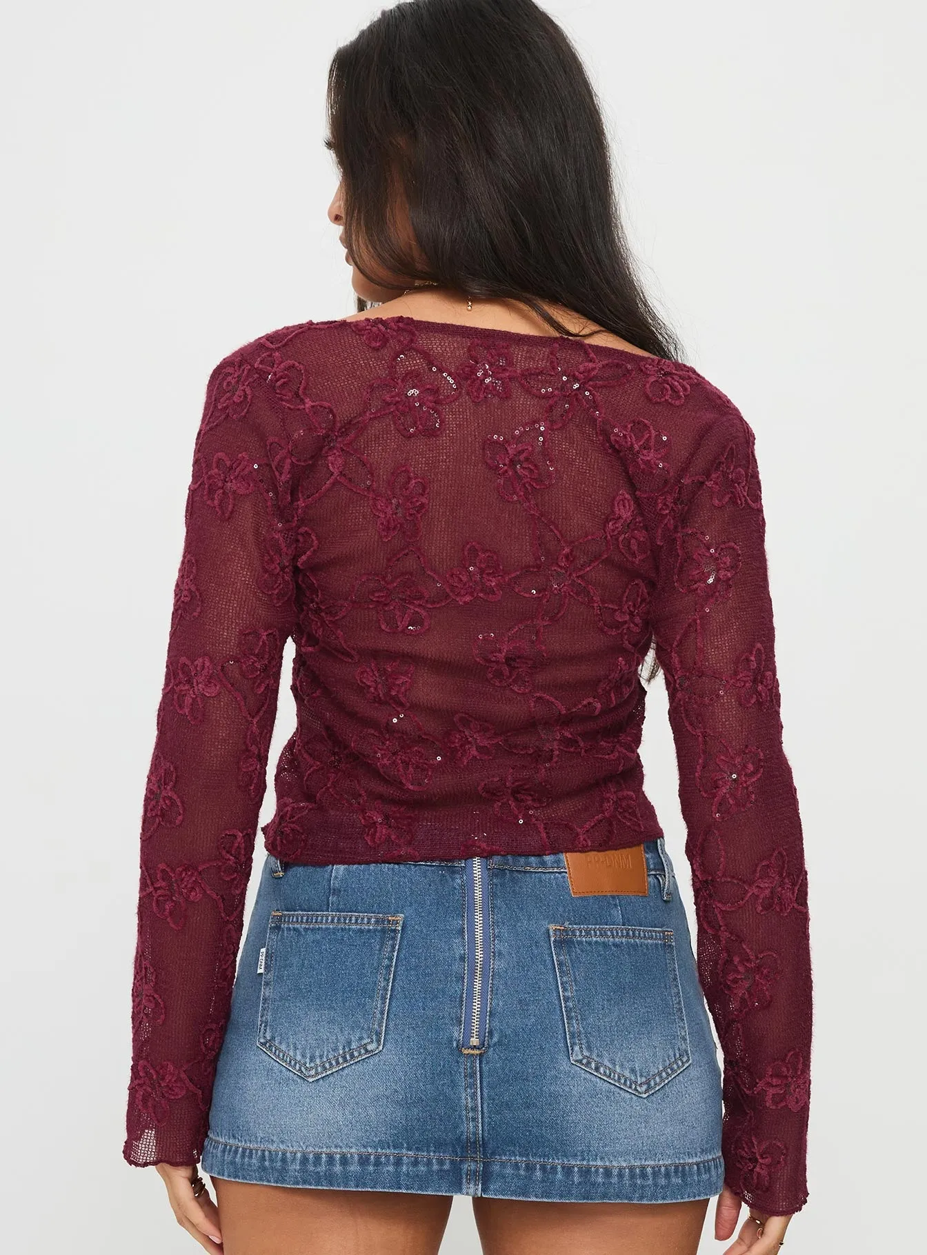 Sukita Long Sleeve Top Burgundy sold by Princess Polly product image thumbnail 5