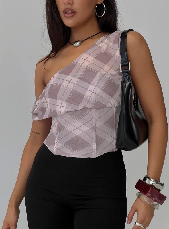 Amabelle Corset Draped Top Multi Plaid sold by Princess Polly