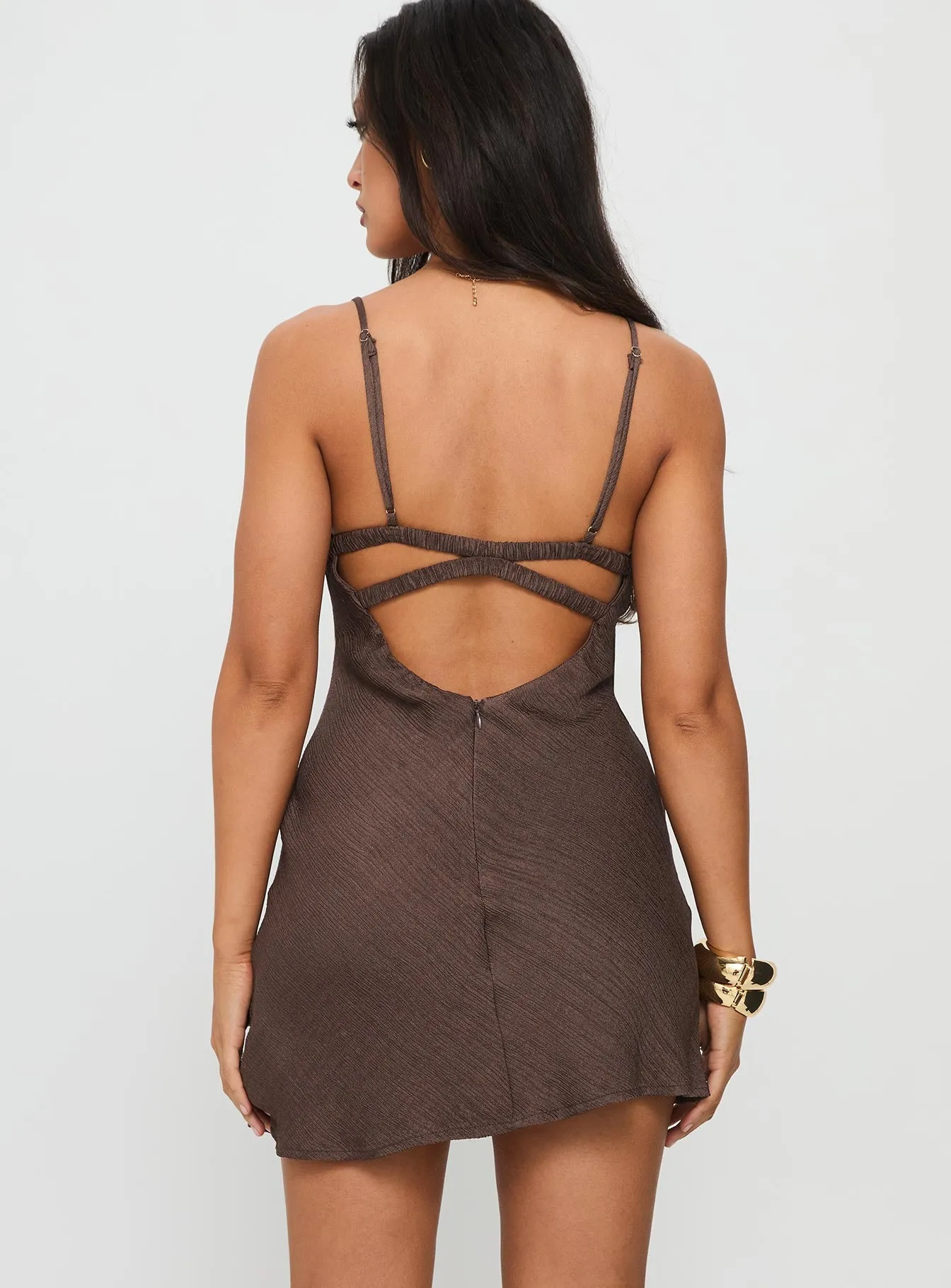 Makaia Balconette Mini Dress Brown sold by Princess Polly product image thumbnail 4