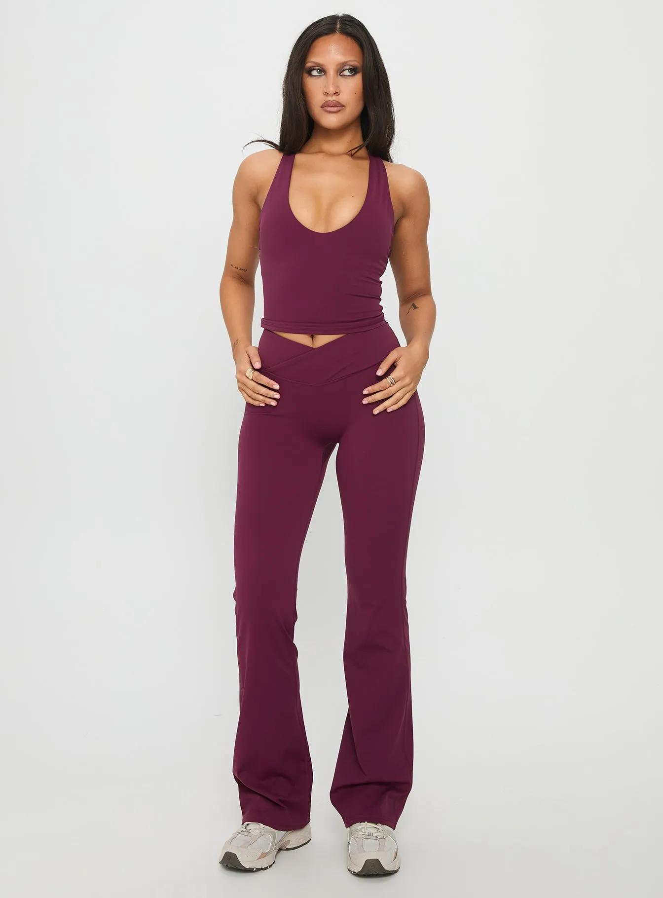 Sunday Session Active Flare Leg Pant Plum sold by Princess Polly product image thumbnail 3
