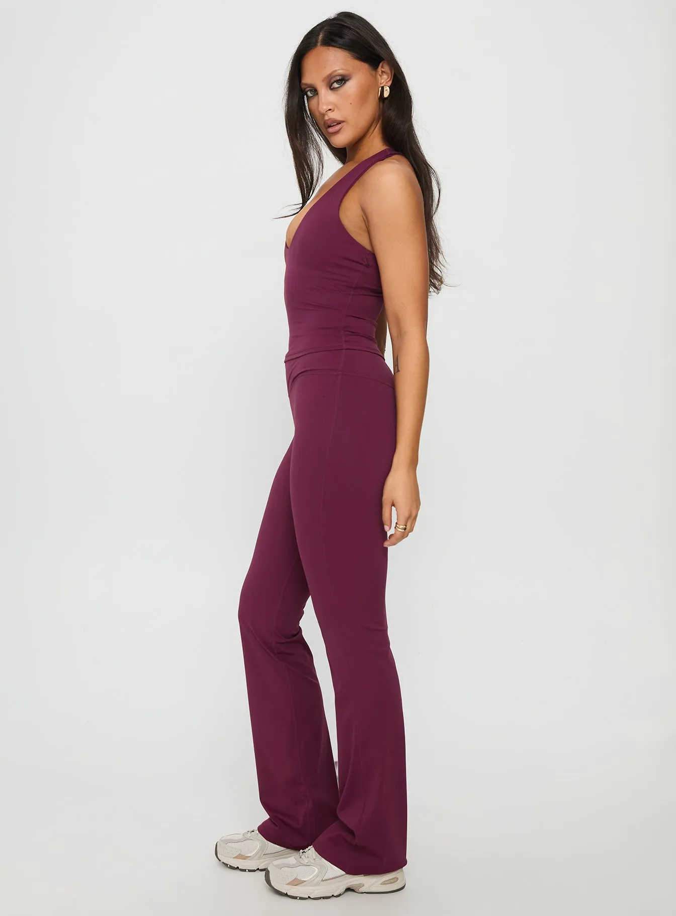 Sunday Session Active Flare Leg Pant Plum sold by Princess Polly product image thumbnail 4