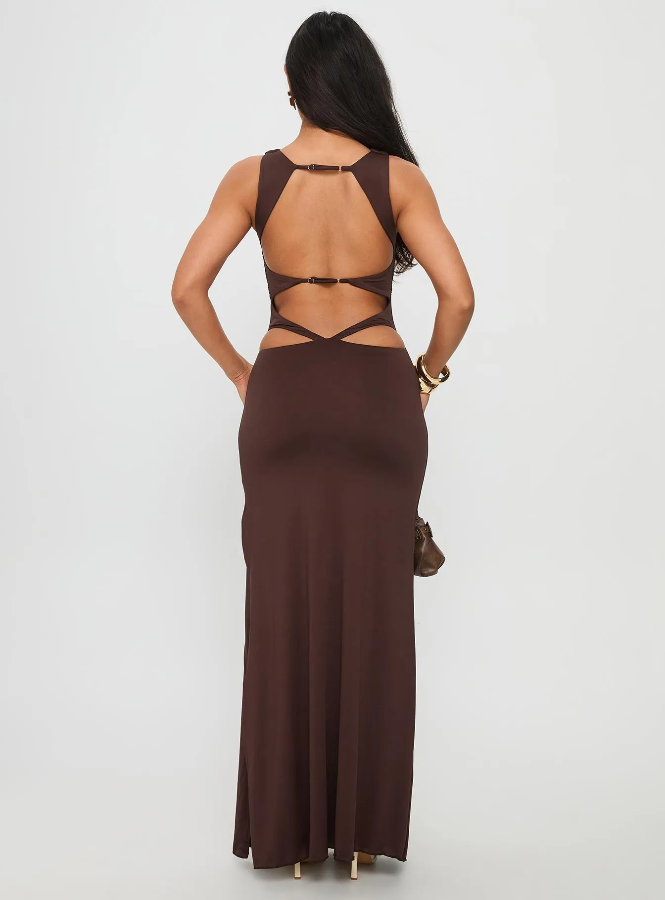 Undeniable Cut Out Maxi Dress Brown sold by Princess Polly product image thumbnail 5