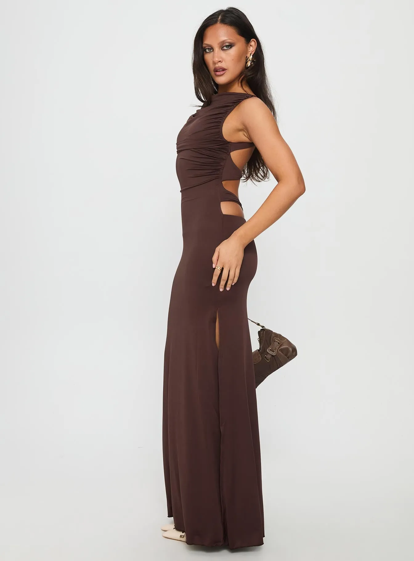 Undeniable Cut Out Maxi Dress Brown sold by Princess Polly product image thumbnail 4