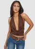 Remarkable Plunged Cowl Neck Top Brown sold by Princess Polly