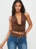 Remarkable Plunged Cowl Neck Top Brown sold by Princess Polly