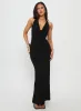 Diamonde Halter Scarf Maxi Dress Black sold by Princess Polly