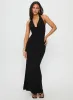 Diamonde Halter Scarf Maxi Dress Black sold by Princess Polly