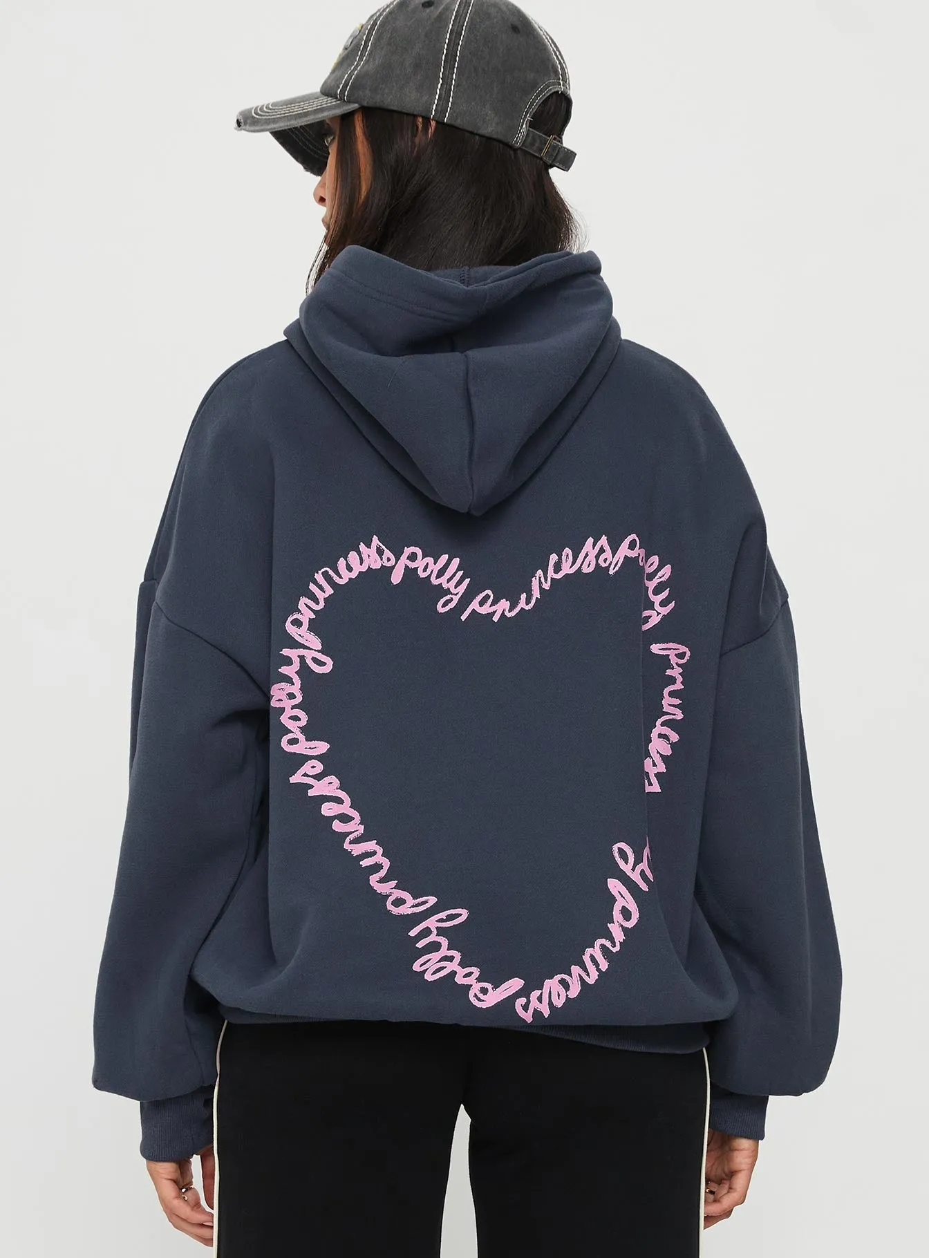 Princess Polly Love Letter Graphic Hoodie Slate Grey sold by Princess Polly product image thumbnail 5