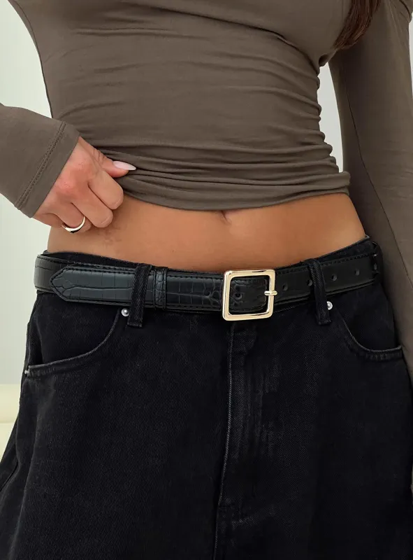 Dorien Belt Black / Gold sold by Princess Polly