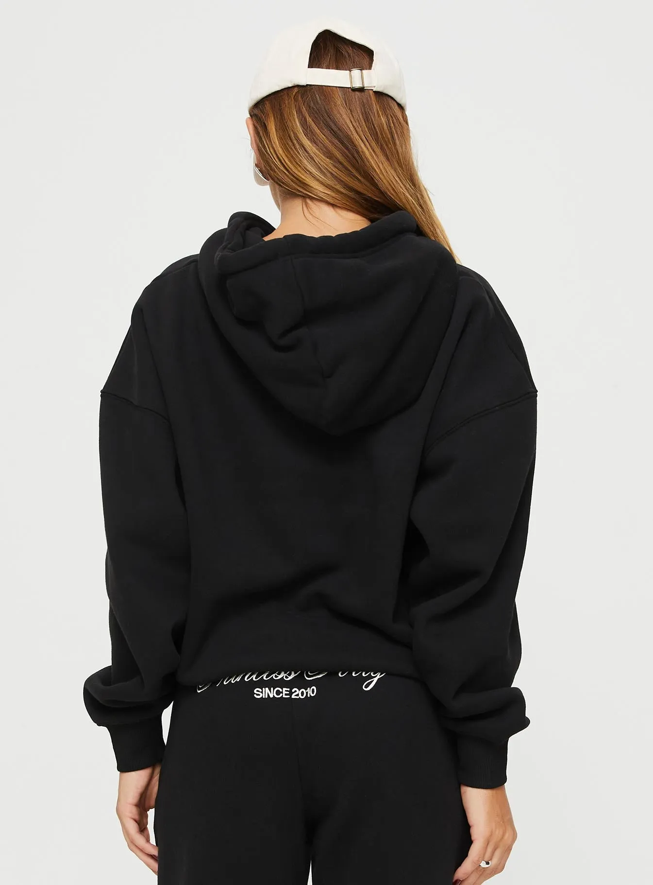 Princess Polly Hooded Sweatshirt Script Black / Ivory sold by Princess Polly product image thumbnail 5