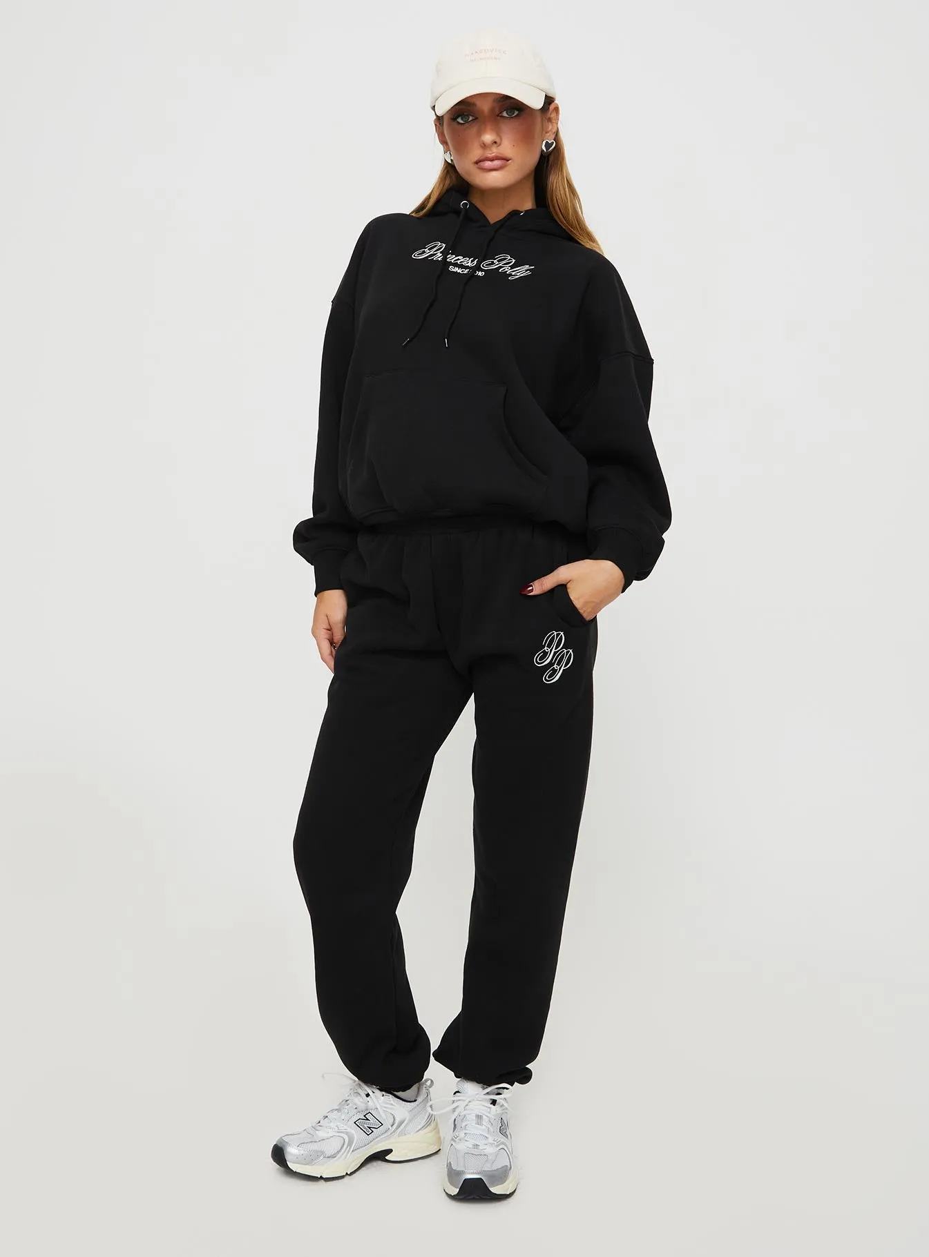 Princess Polly Hooded Sweatshirt Script Black / Ivory sold by Princess Polly product image thumbnail 3