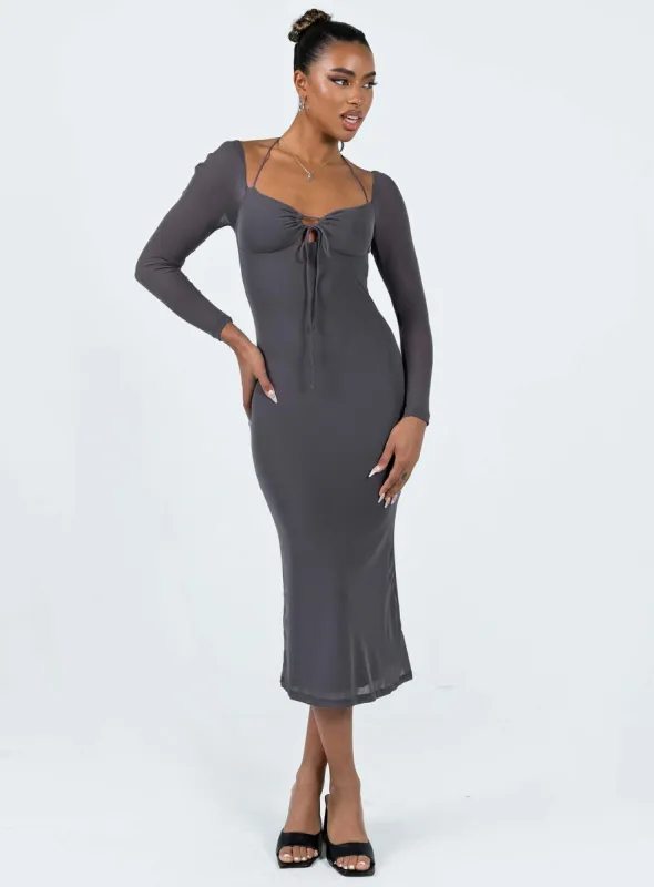 Fowlers Long Sleeve Midi Dress Slate sold by Princess Polly