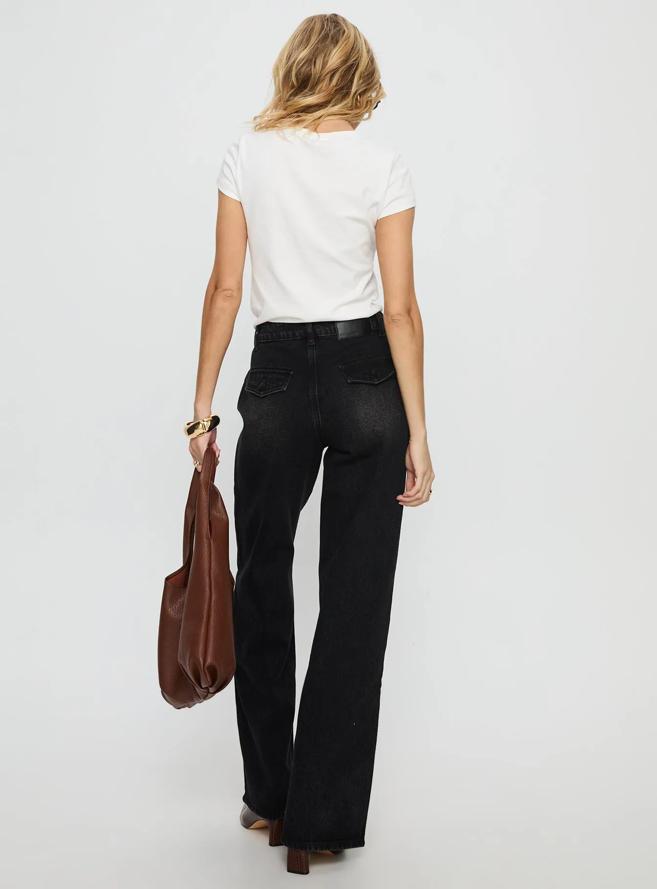 Carianne Low Rise Wide Leg Jeans Washed Black sold by Princess Polly product image thumbnail 5