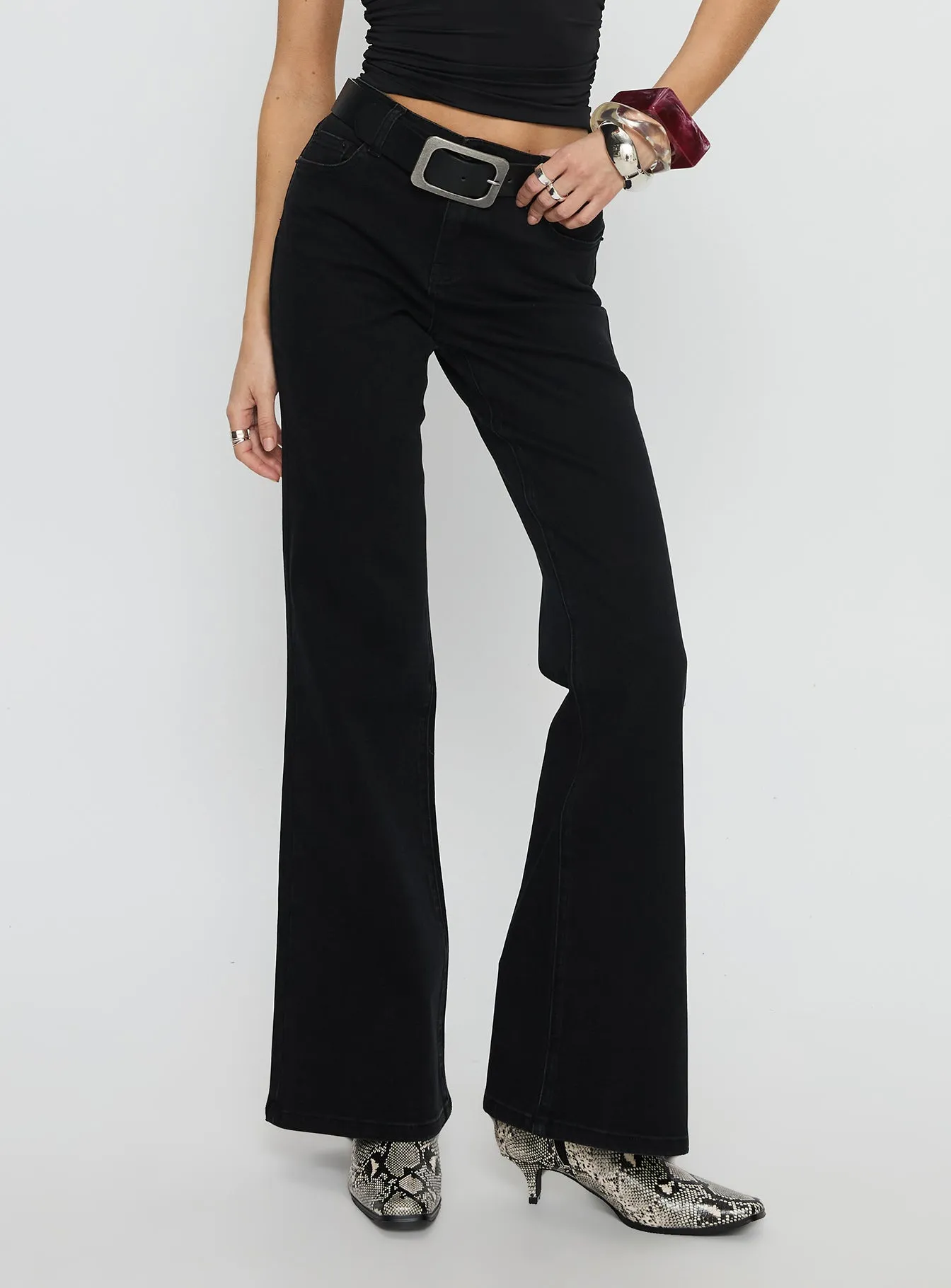 Magic Mirror Mid Rise Bootleg Jeans Washed Black sold by Princess Polly product image thumbnail 2