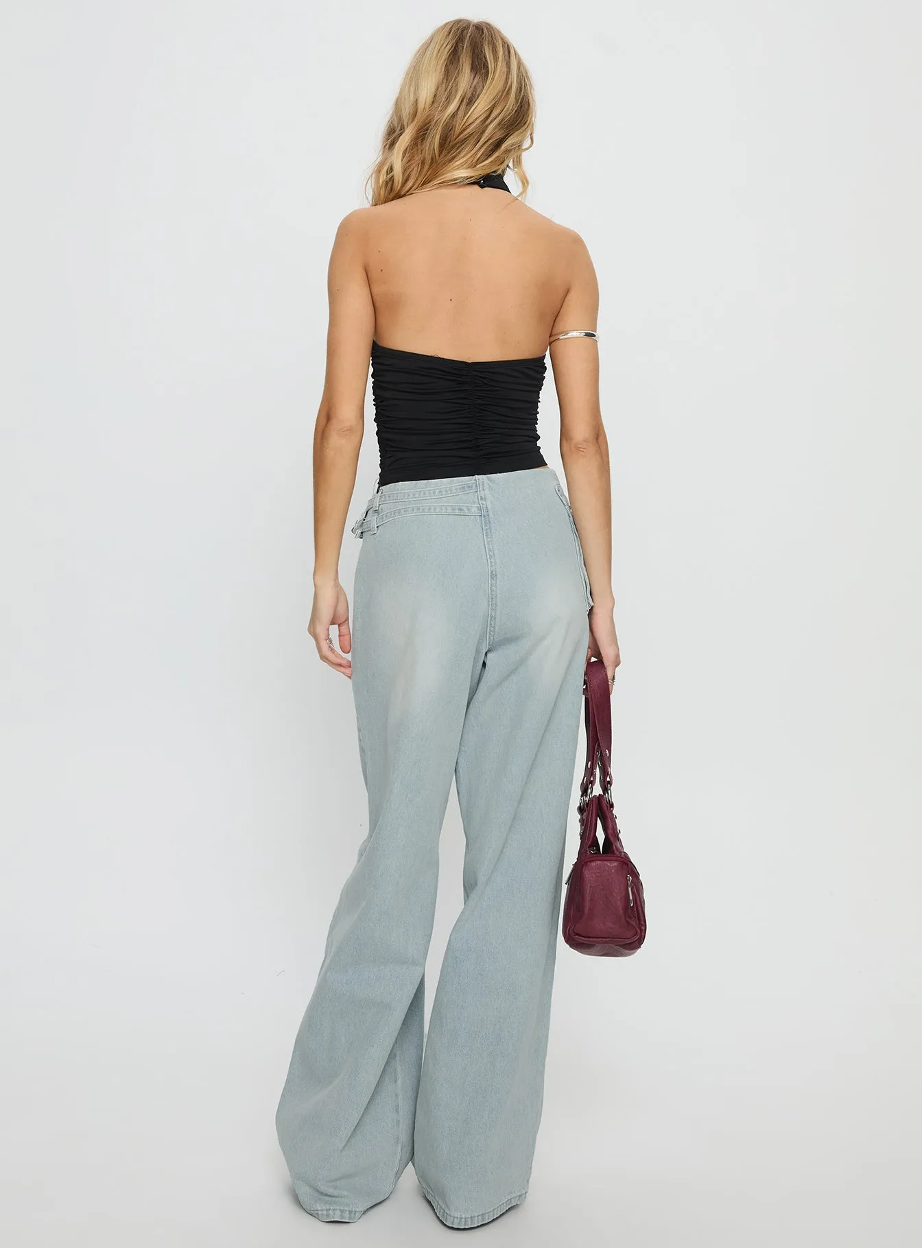 Paltrow Mid Rise Wide Leg Cargo Jeans Faded Blue Wash sold by Princess Polly product image thumbnail 5