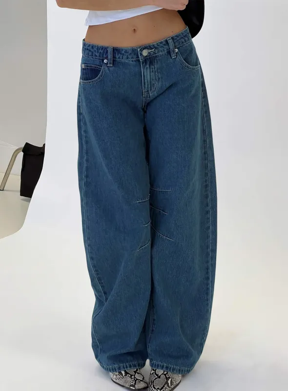 Tippie Low Rise Barrel Leg Jeans Mid Wash sold by Princess Polly