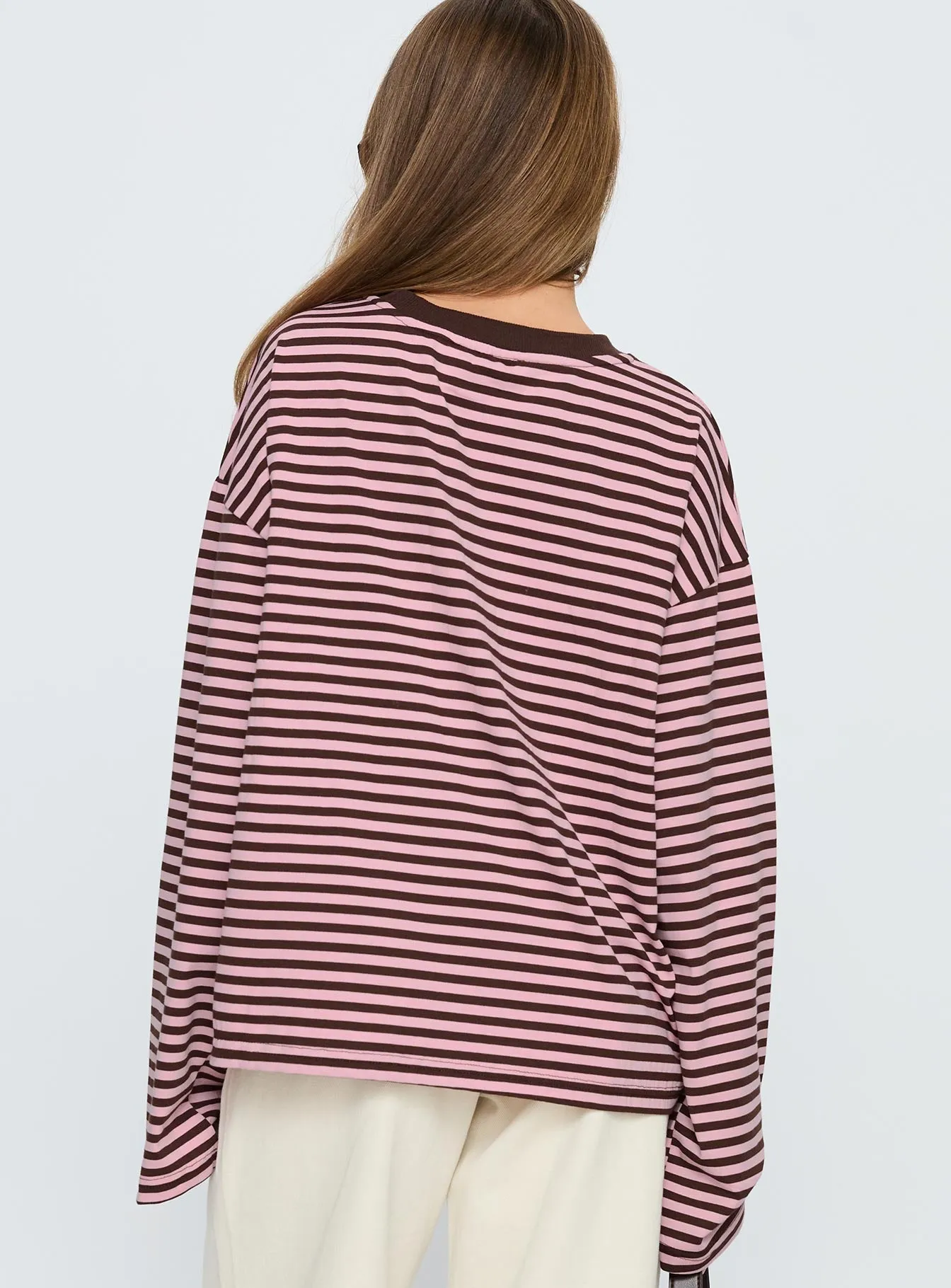 Settle Down Long Sleeve Top Pink / Brown Stripe sold by Princess Polly product image thumbnail 5