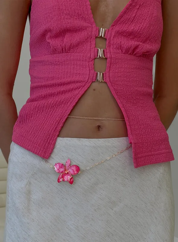 Open Arms Flower Belt Gold / Pink sold by Princess Polly