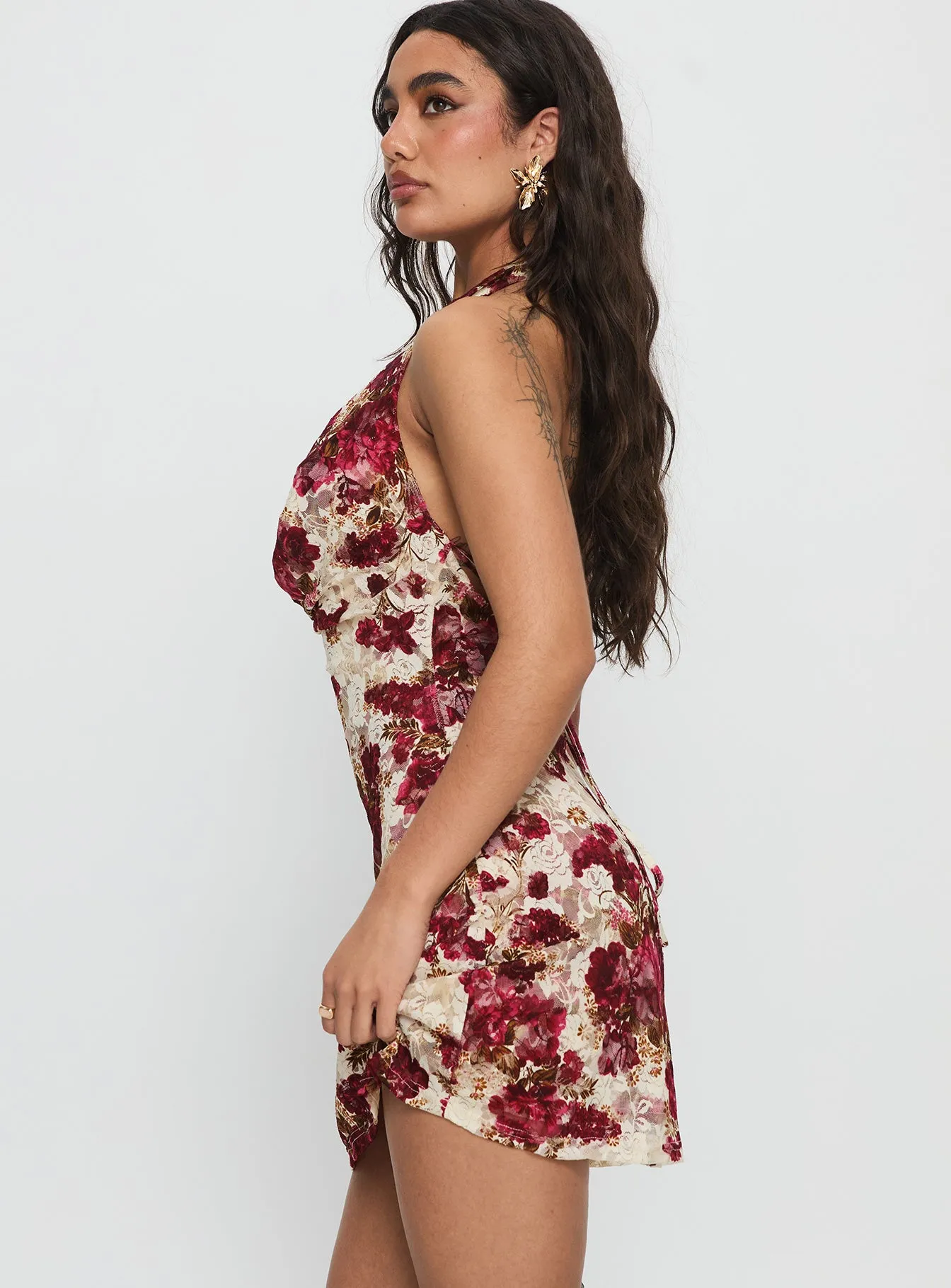 Salome Halter Cowl Neck Mini Dress Red Multi sold by Princess Polly product image thumbnail 4