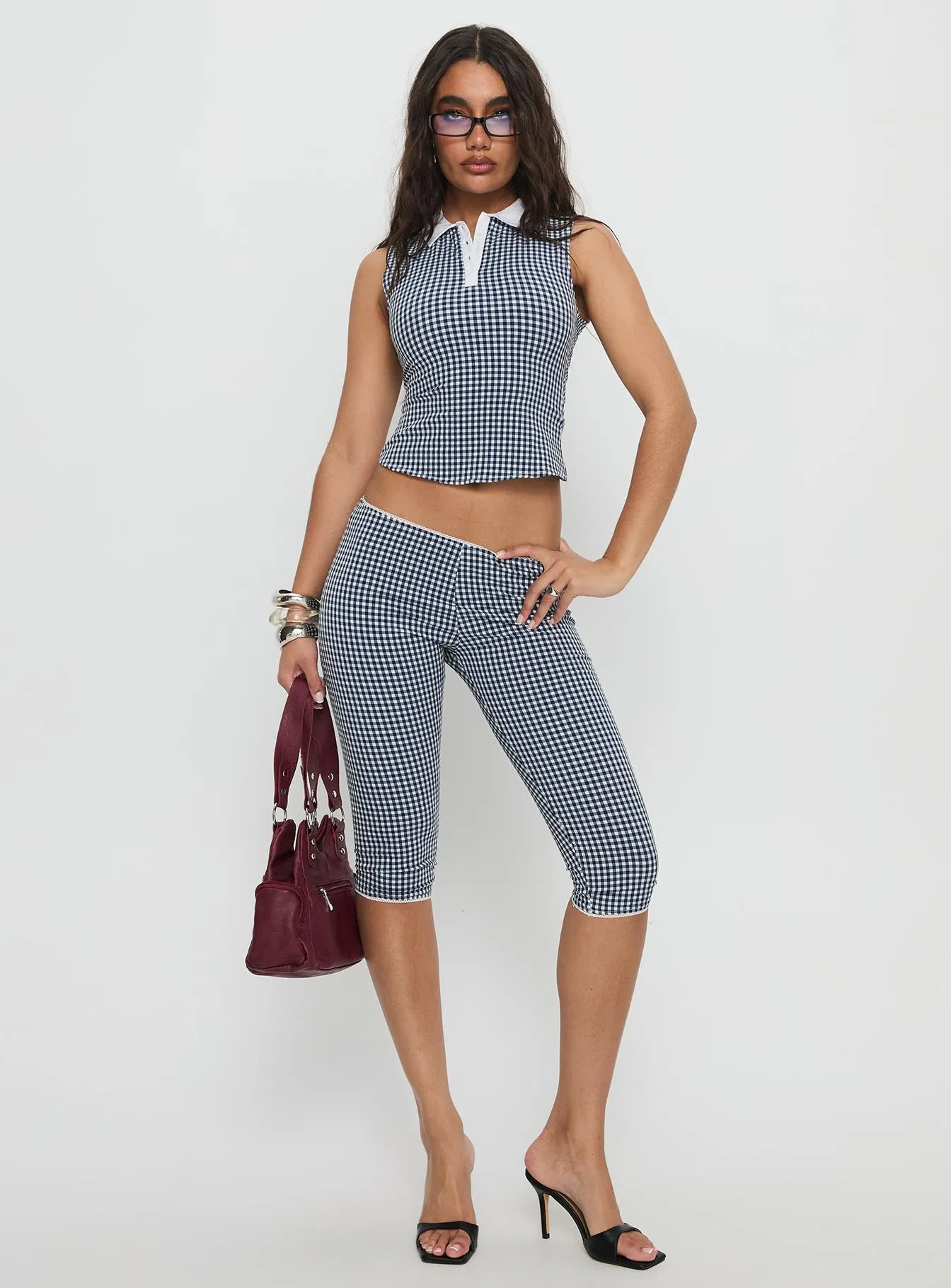 Tuka Capri Navy Gingham sold by Princess Polly product image thumbnail 2