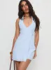 Kaiah Ruched Halter Mini Dress Blue Stripe sold by Princess Polly