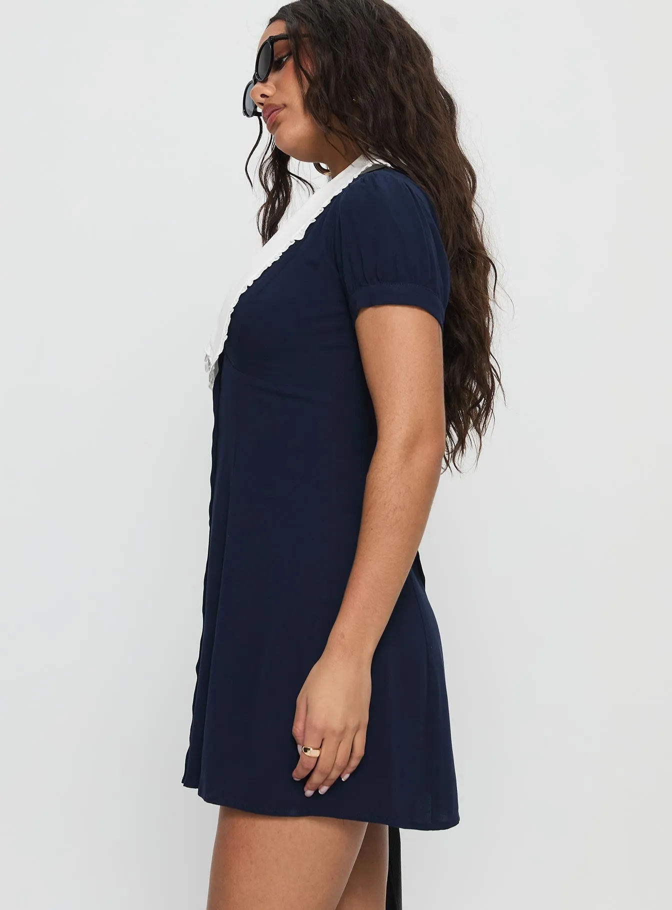 Fabiola Collared Mini Dress Navy sold by Princess Polly product image thumbnail 4