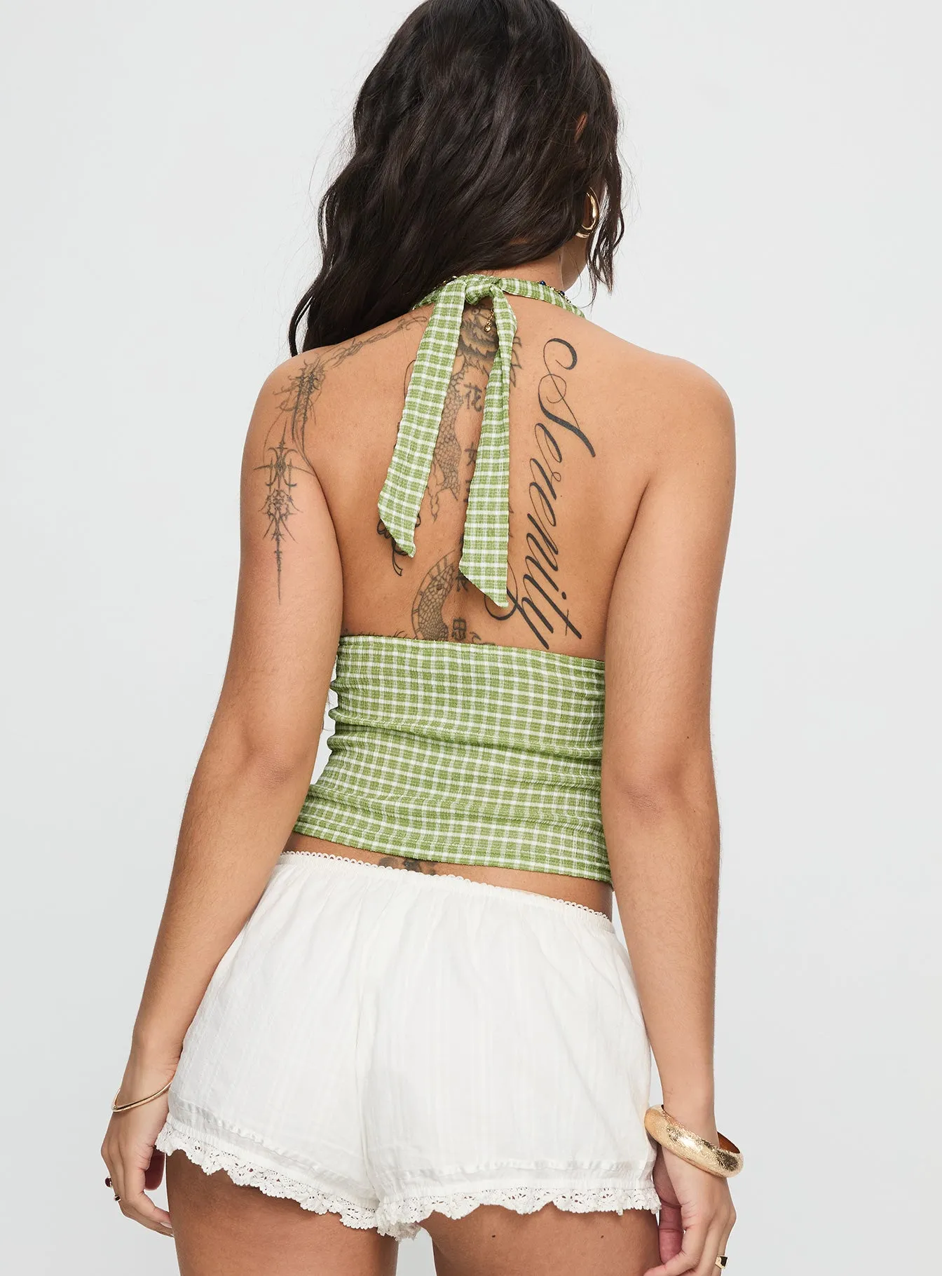 Whimsy Halter Top Sage Gingham sold by Princess Polly product image thumbnail 5