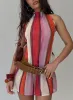 Veloria Halter Mini Dress Pink Stripe sold by Princess Polly