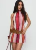 Veloria Halter Mini Dress Pink Stripe sold by Princess Polly