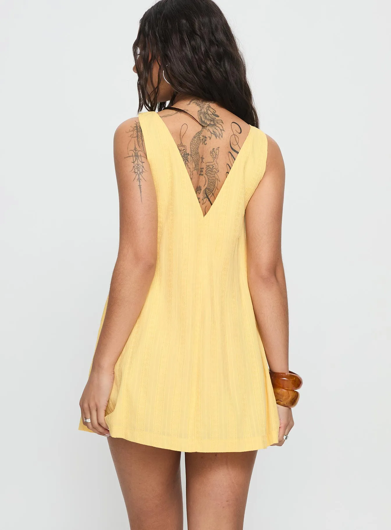 Lorenie Shift Mini Dress Yellow sold by Princess Polly product image thumbnail 4