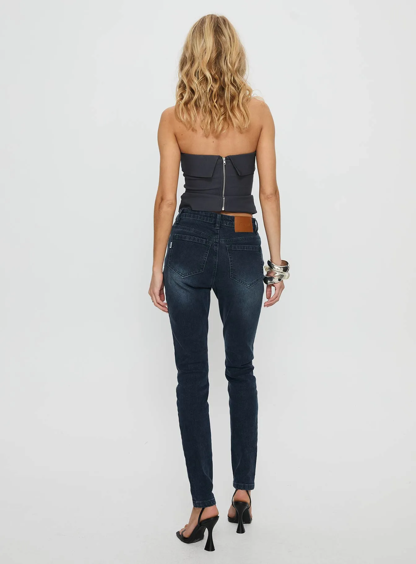 Illyssa Mid Rise Skinny Jeans Washed Charcoal sold by Princess Polly product image thumbnail 5