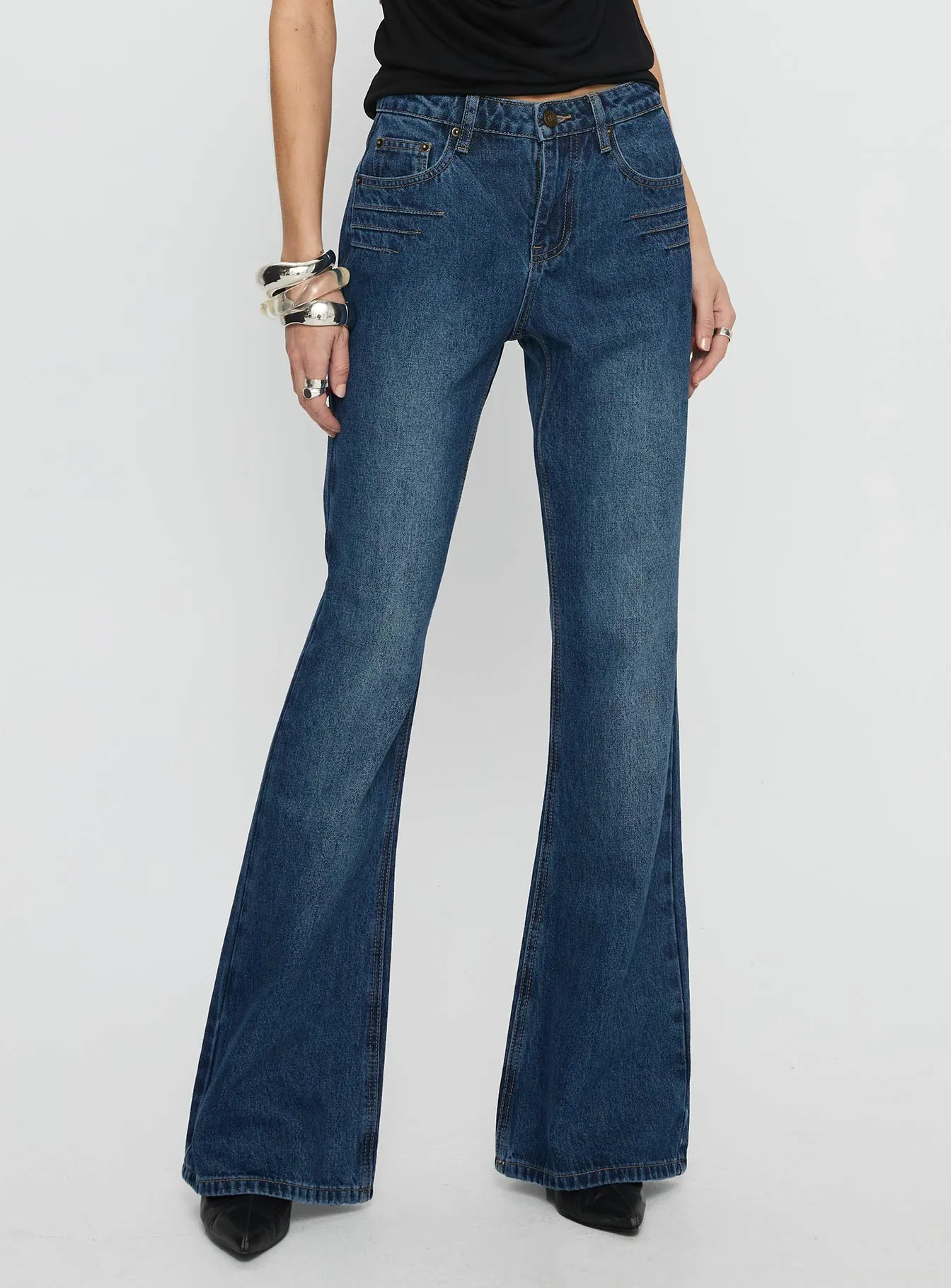 Wide World Mid Rise Bootleg Jeans Mid Blue sold by Princess Polly product image thumbnail 2