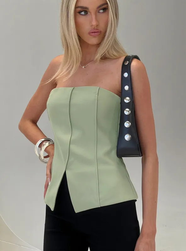 Lavish Living Strapless Top Green sold by Princess Polly