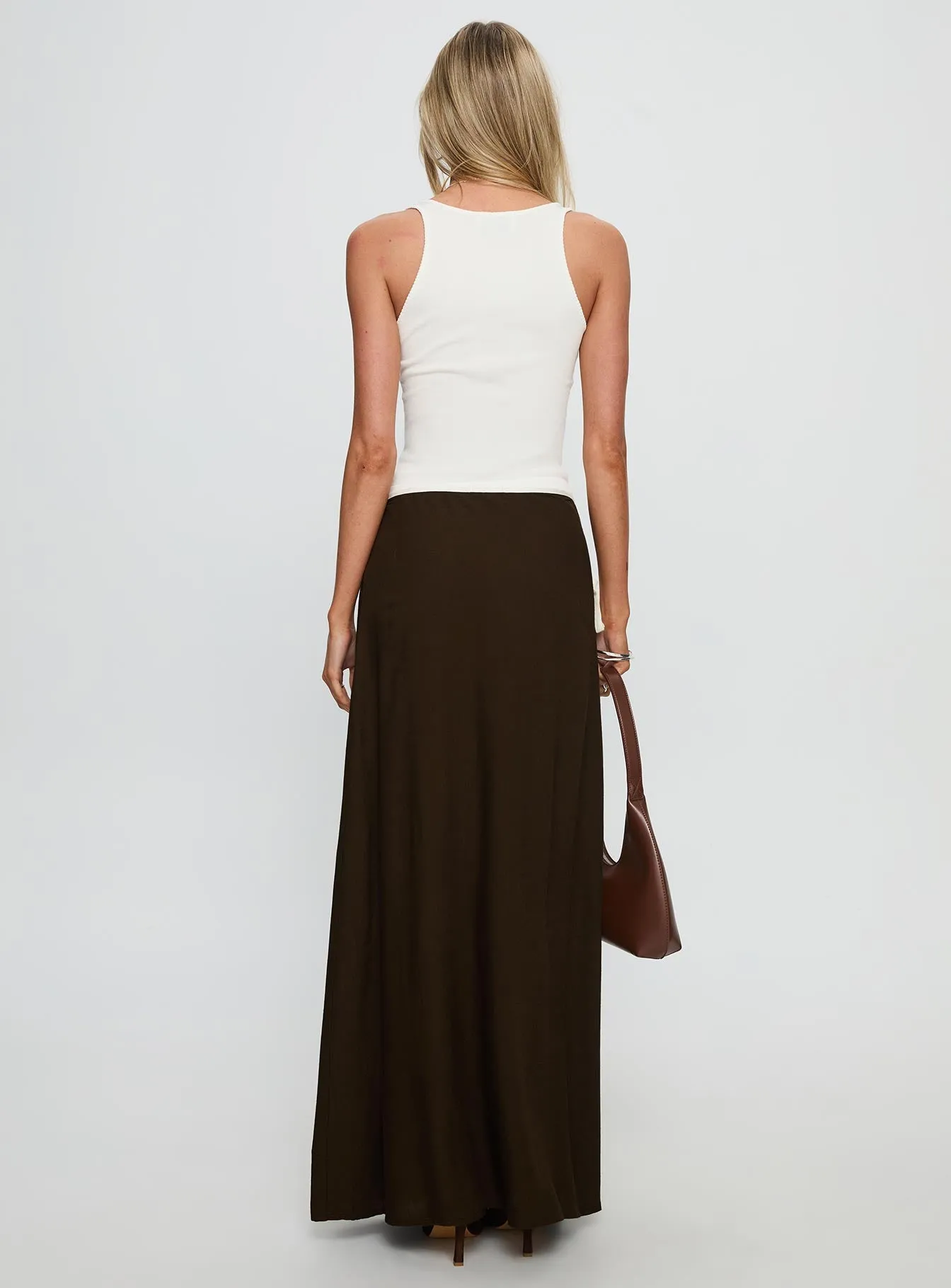 Keirah Contrast Wrap Maxi Skirt Chocolate / White sold by Princess Polly product image thumbnail 4